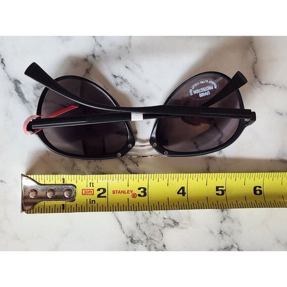 Aviator Style Black Frame Sunglasses UV400 Protection & Blue Reflective Lenses - Picture 5 of 6